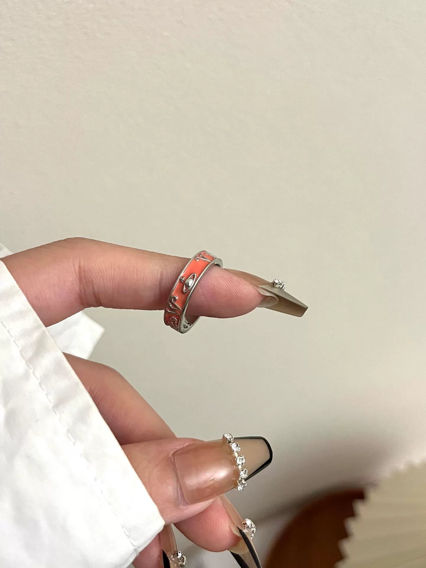 Jaslene Enamel Letter Band Ring - undefined