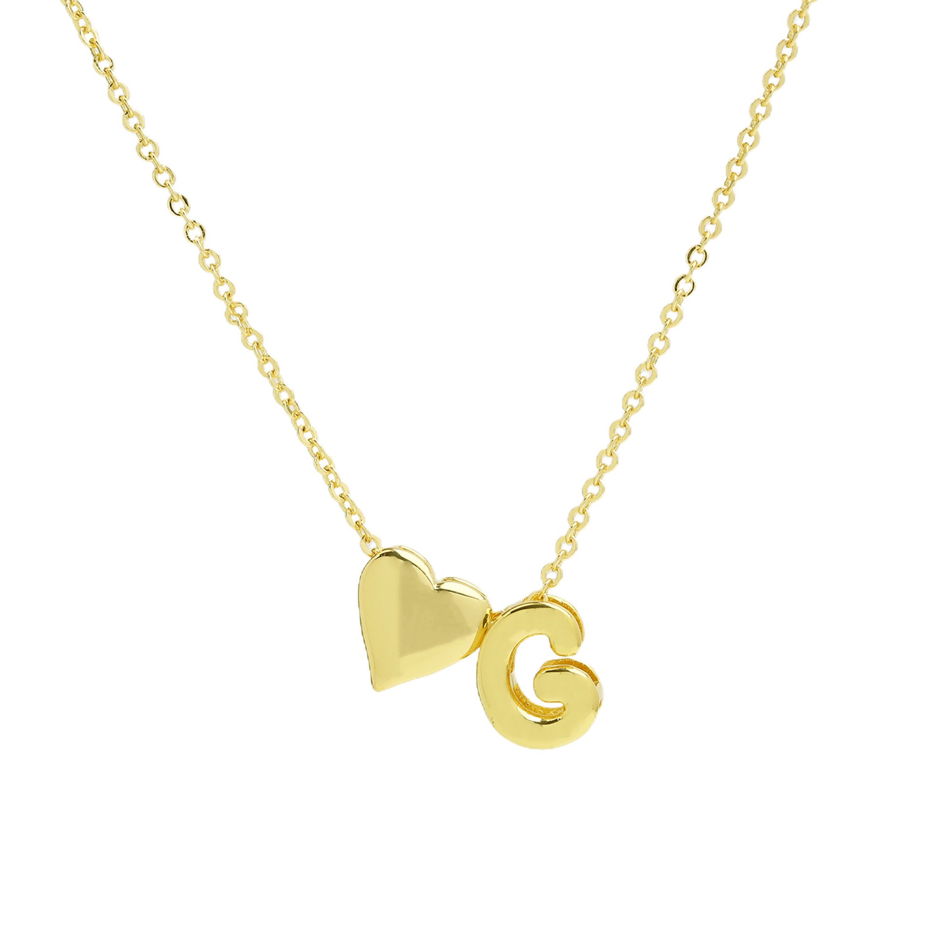 Korie Puffed Initial Necklace - Letter G Necklace [GLOQ7MMB]