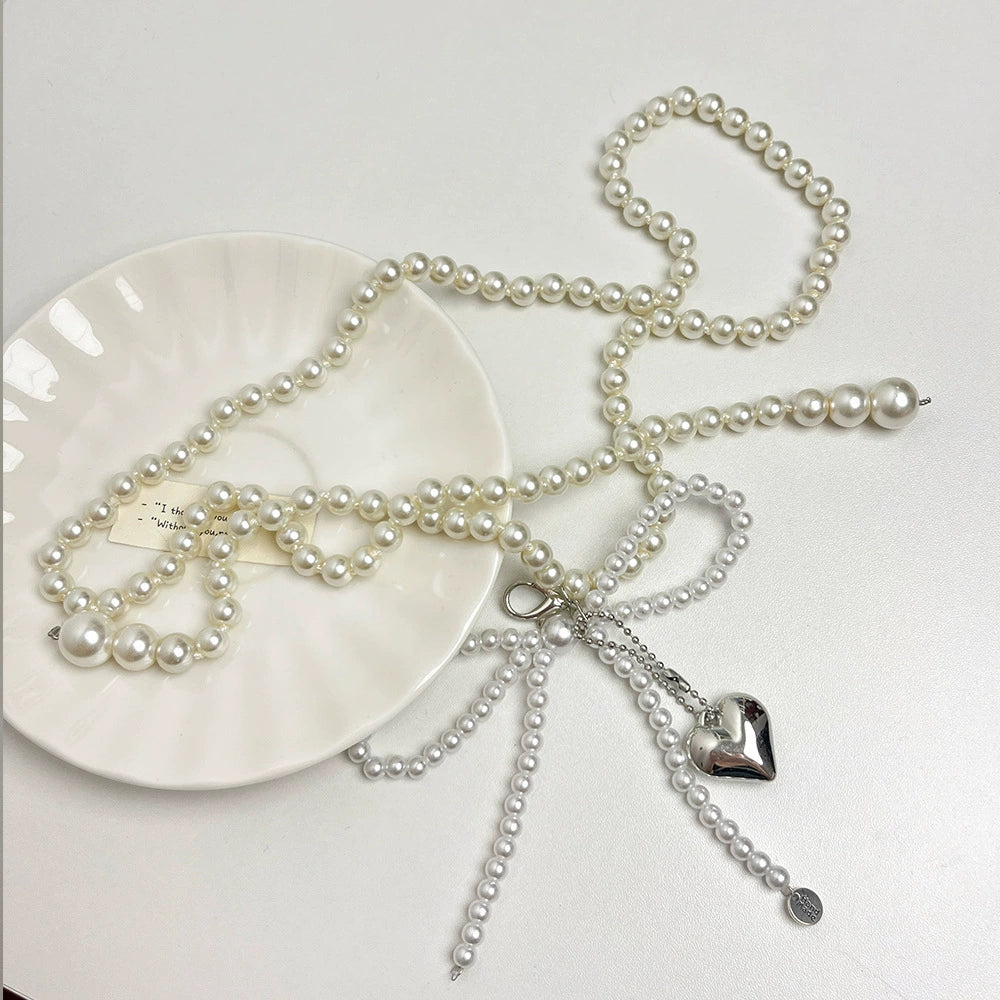 Lynnox Pearl Tassel Waist Chain - Pearl Bow Waist Chain [PE9US898]