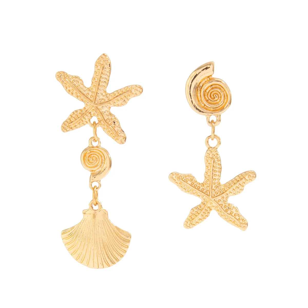 Michaella Scallop Starfish Earrings - Gold