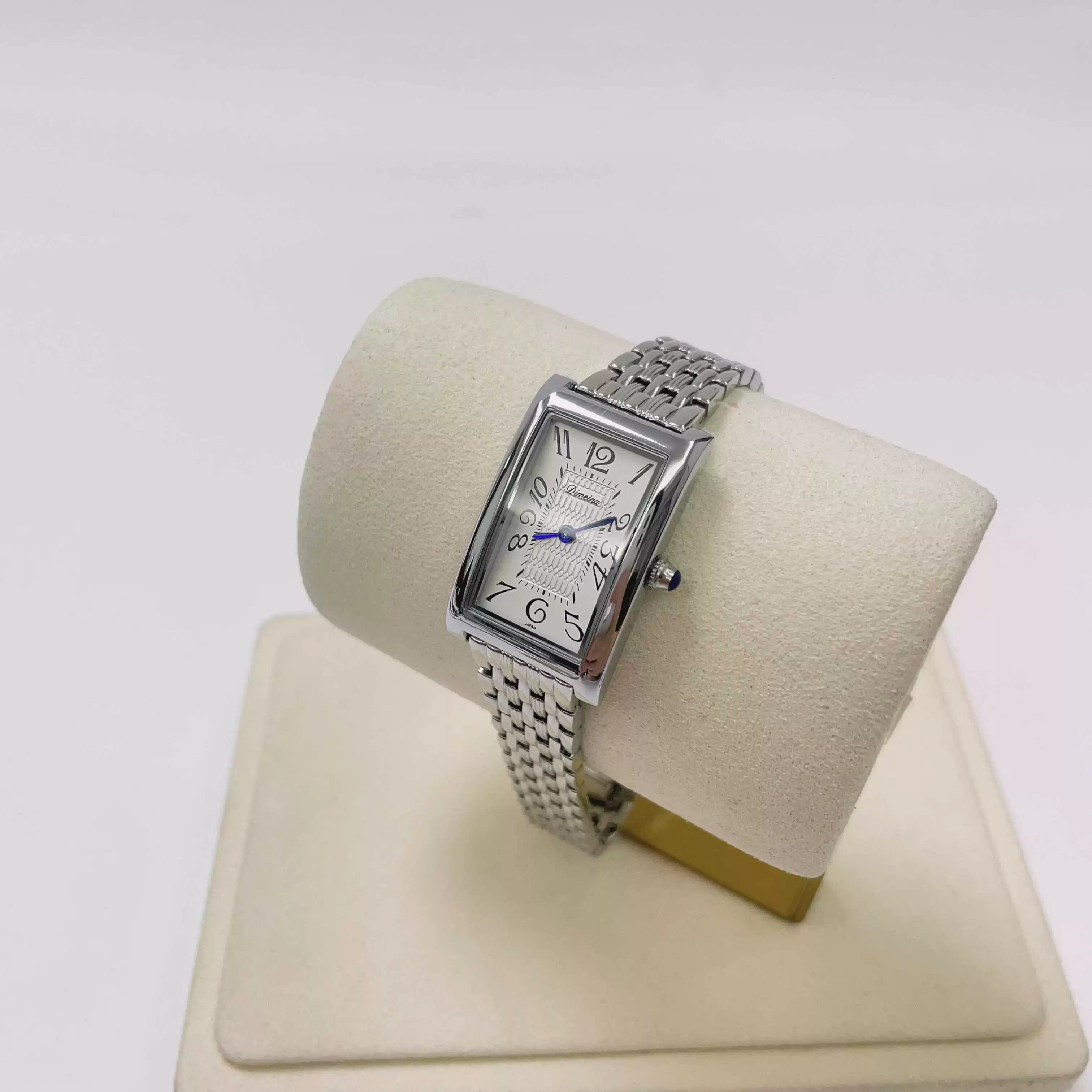 Aryah Square Dial Watch - Silver Steel Strap