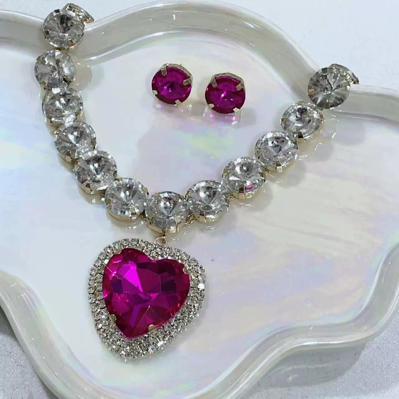 Tinley Pink Crystal Choker - Pink Crystal