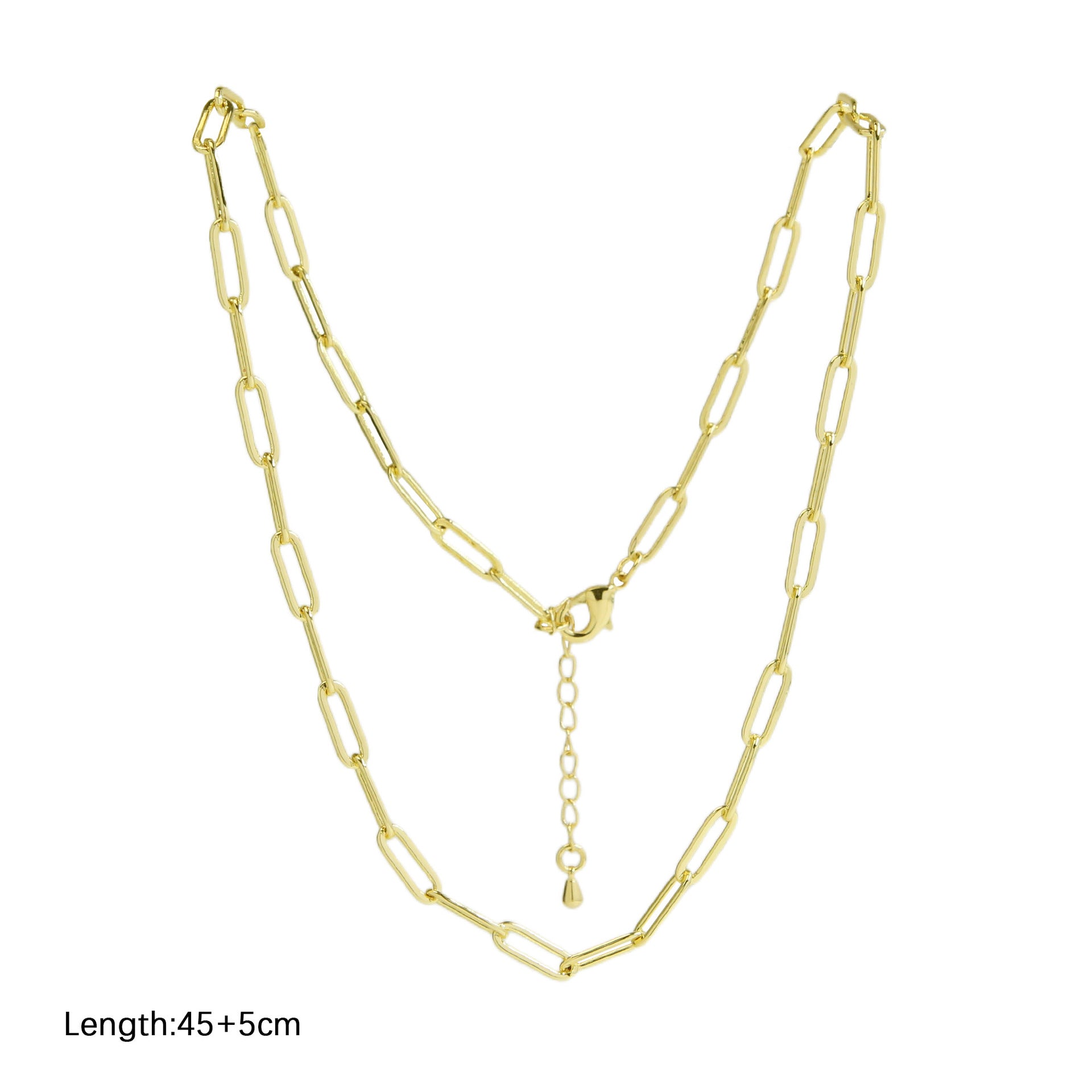 Janessa Gold Paperclip Necklace - Necklace 45-50cm [S8B8O36G]