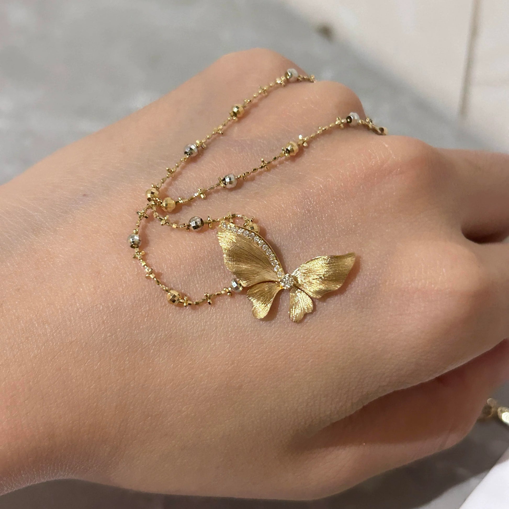 Adler Brushed Butterfly Necklace - Brushed Butterfly Necklace