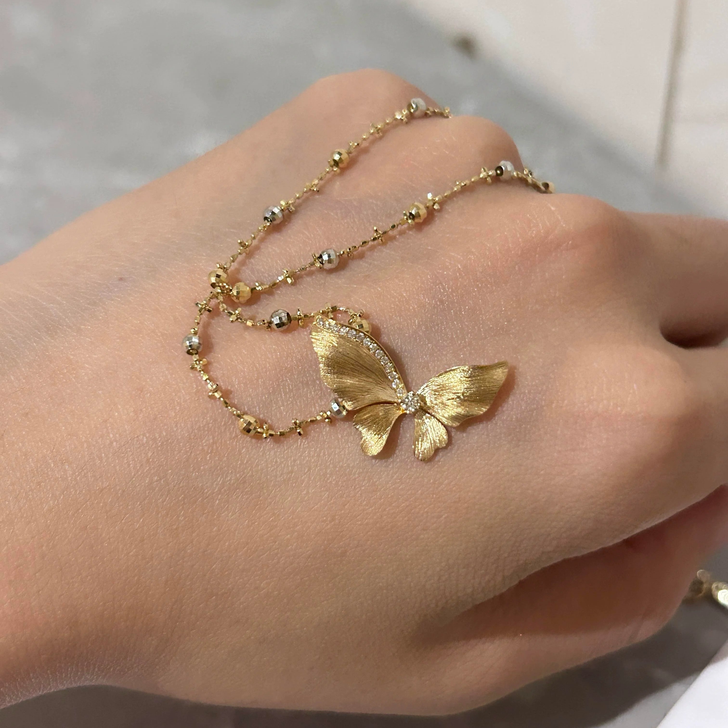 Adler Brushed Butterfly Necklace - Brushed Butterfly Necklace