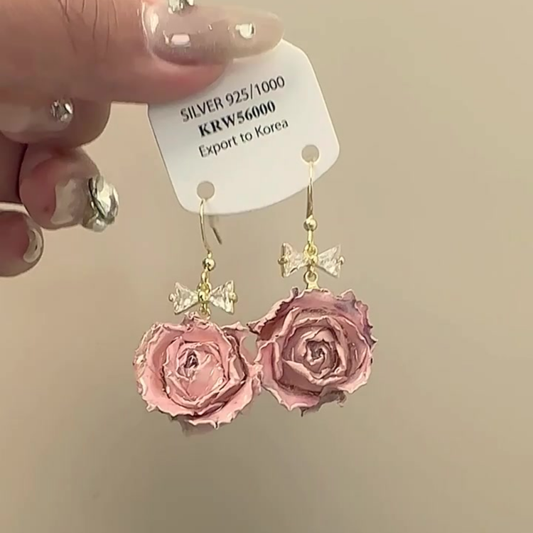 Keylee Lychee Rose Earrings - Lychee Rose Ear Hook