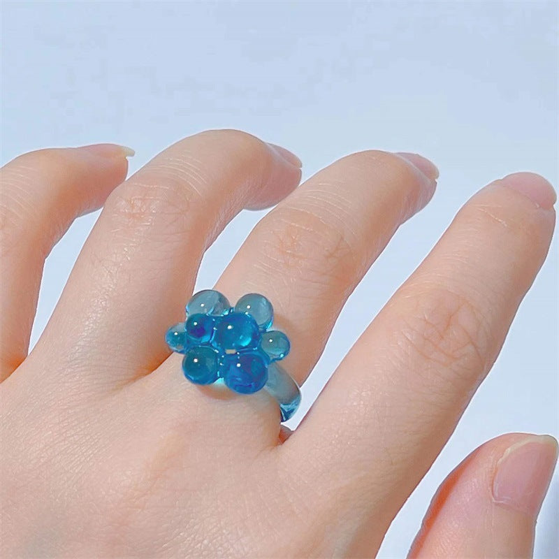 Gionna Acrylic Flower Ring - Small Blue [GU9G3ZJR]