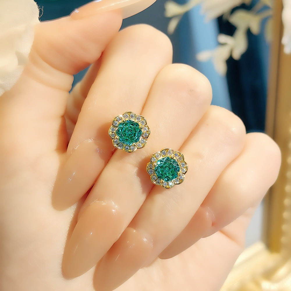 Mayleen Rose Gemstone Jewelry Set - Paraiba Color Earrings [O784449M]