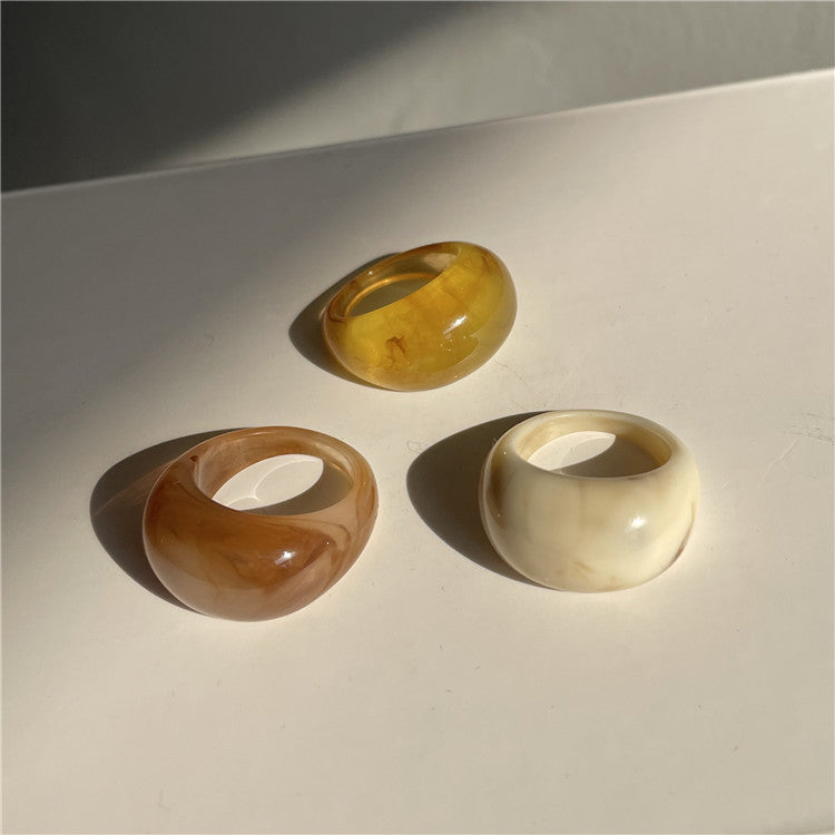 Sydni Acrylic Ring Set - Tortoiseshell Three-Piece Set [MUPJL4I8]