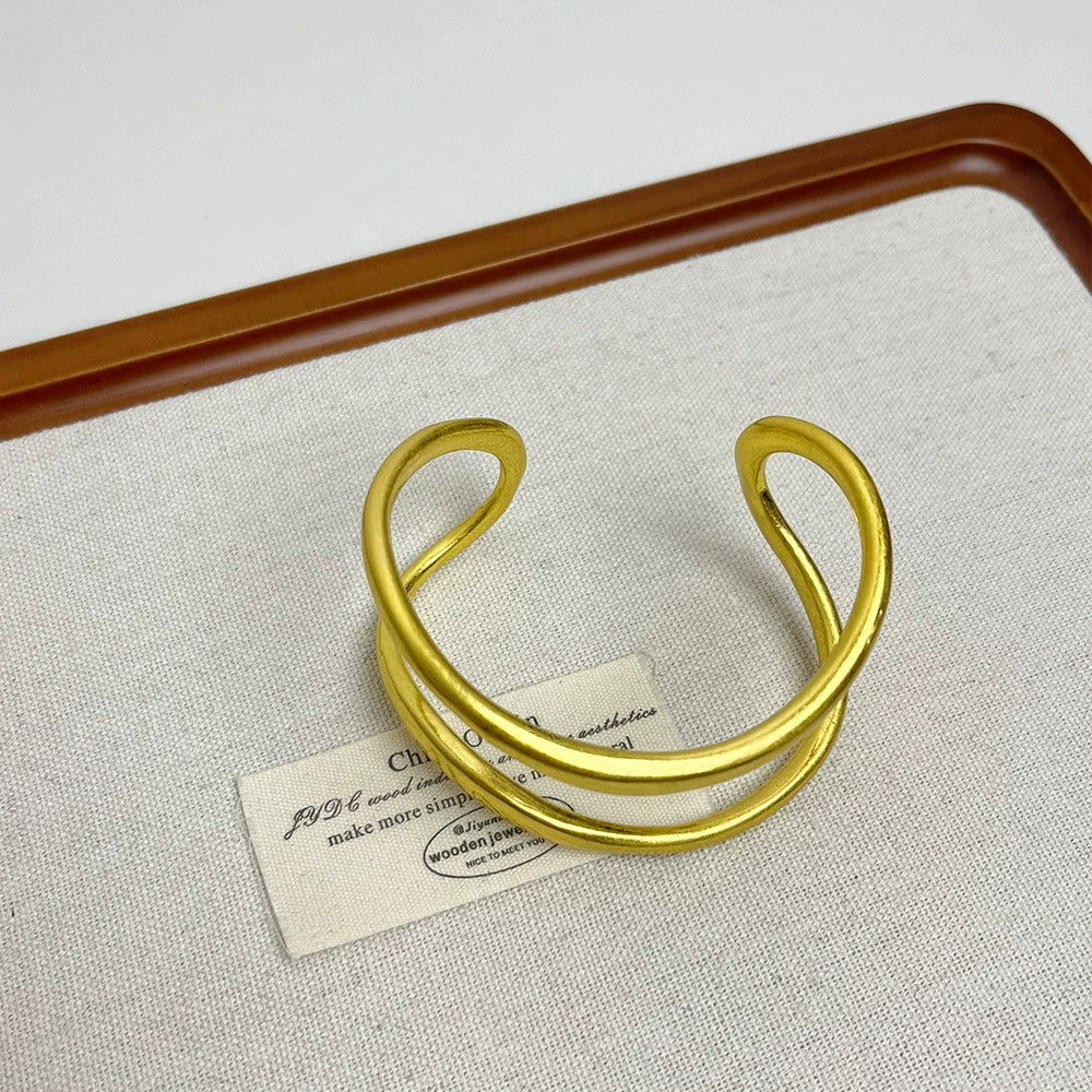 Brandy Corrugated Open Cuff - Gold [UDU9IM48]