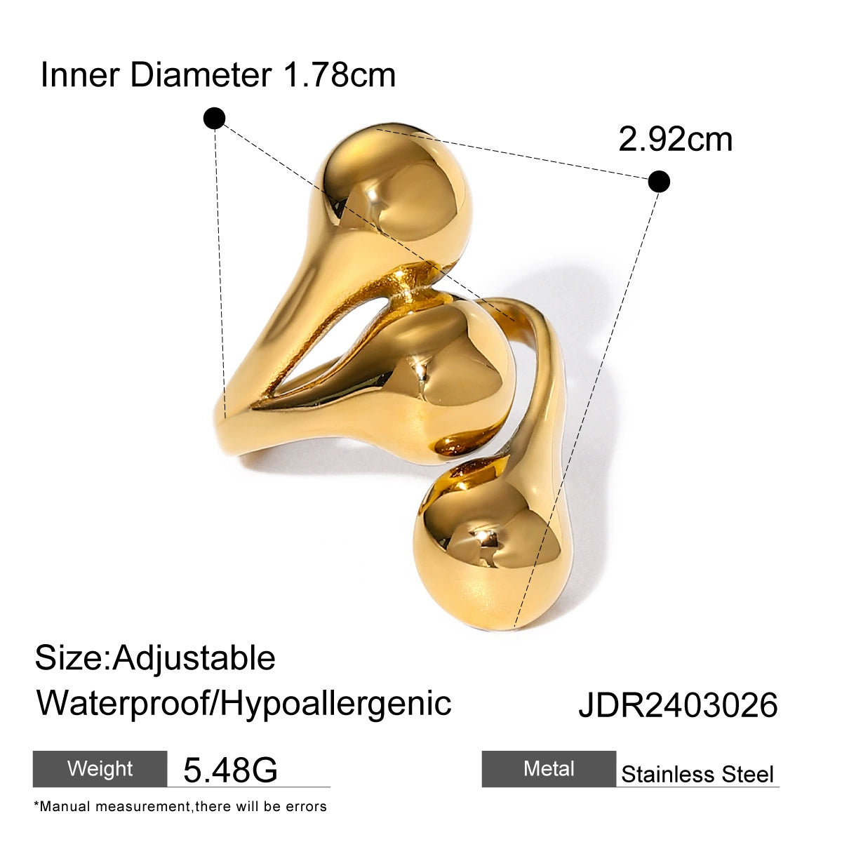 Nicole Asymmetrical Open Ring - JDR2403026 [8KHMPIF6]