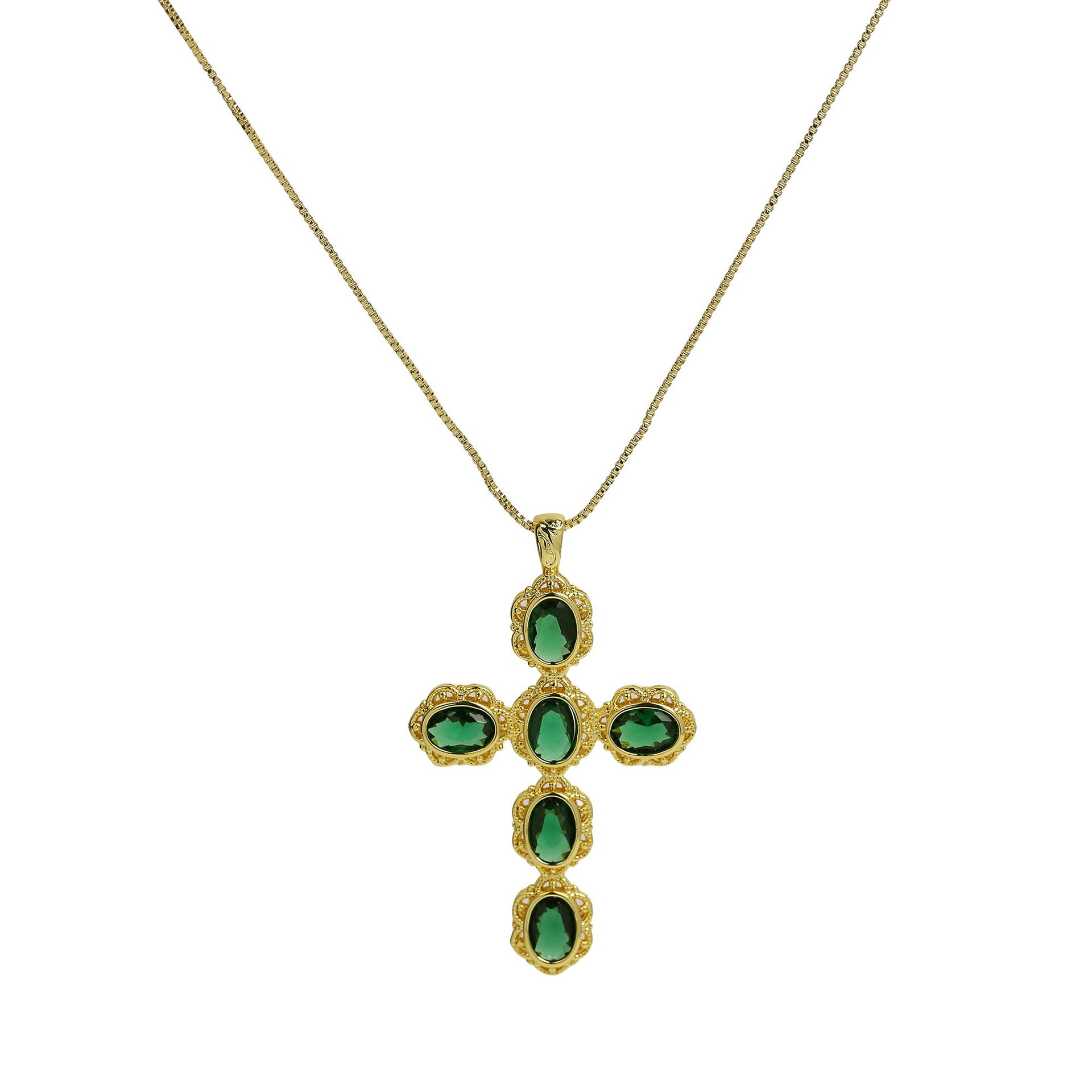 Kacy Gold Zircon Cross Necklace - Gold [XZ2TLD1F]