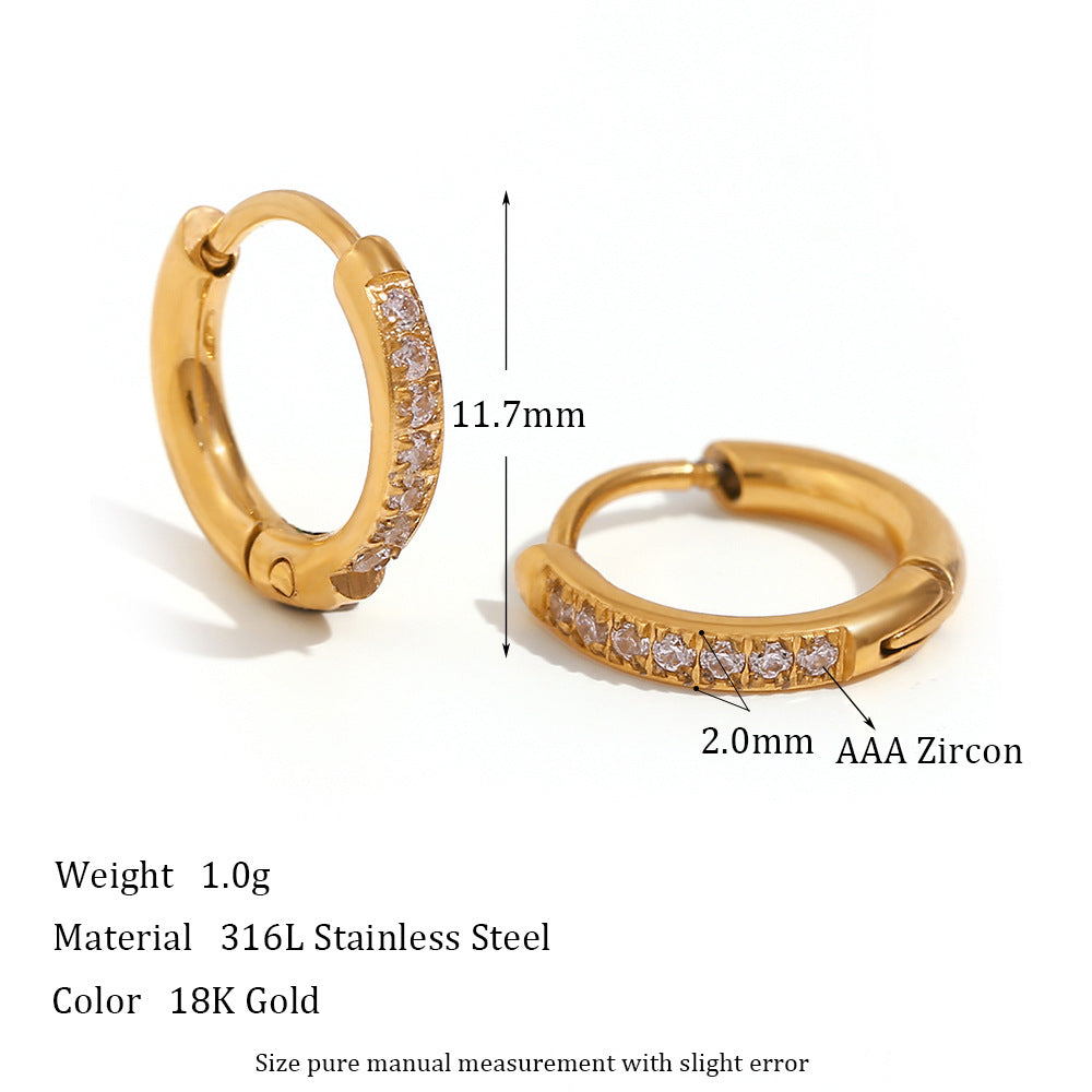 Laiyla Zircon Hoop Earrings - Rounded Edge Zircon Hoop - Gold - 12mm [1U4QJ6B2]