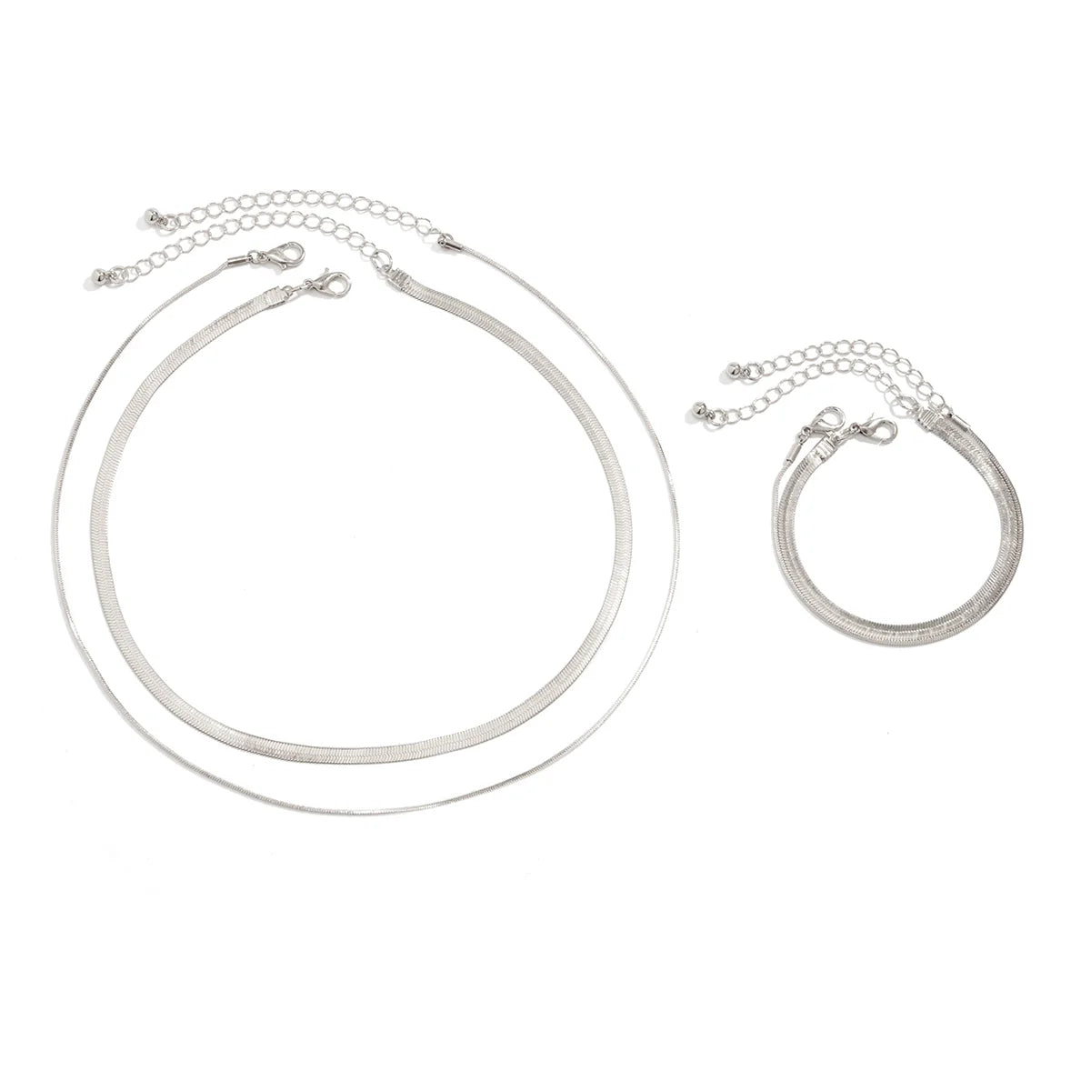Alisson Layered Serpent Jewelry Set - Silver (2 Necklaces + 2 Bracelets)