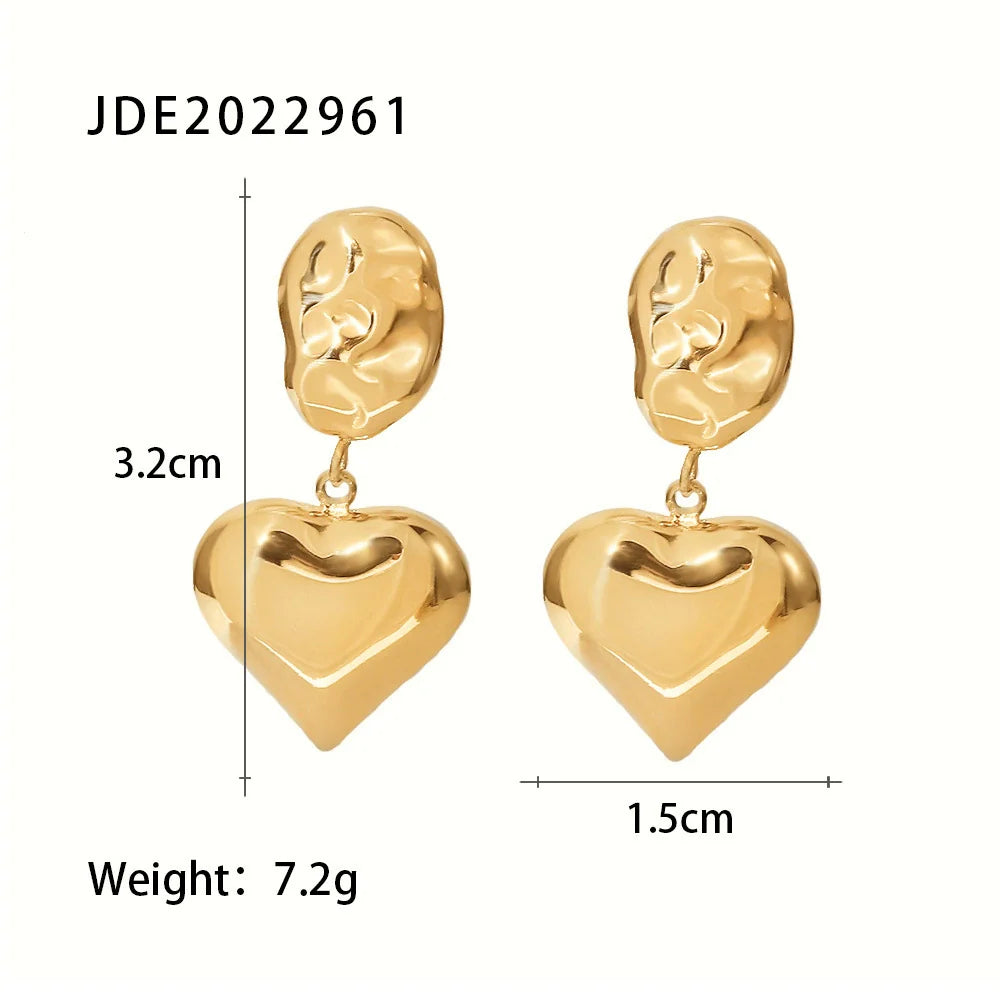 Harlei Gold Irregular Heart Earrings - JDE2022961