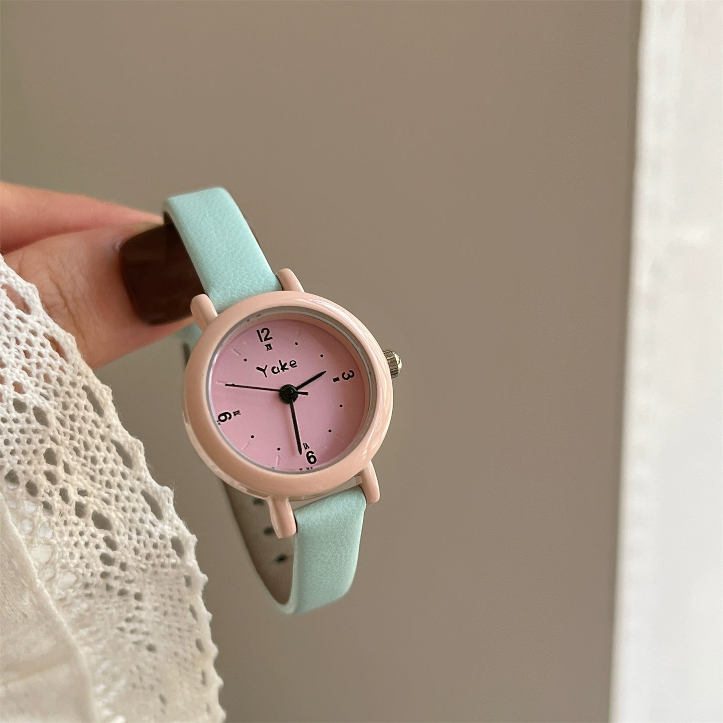 Emmerson Petite Leather Watch - Mint Green Strap (Yoke) [TUFMB1HB]