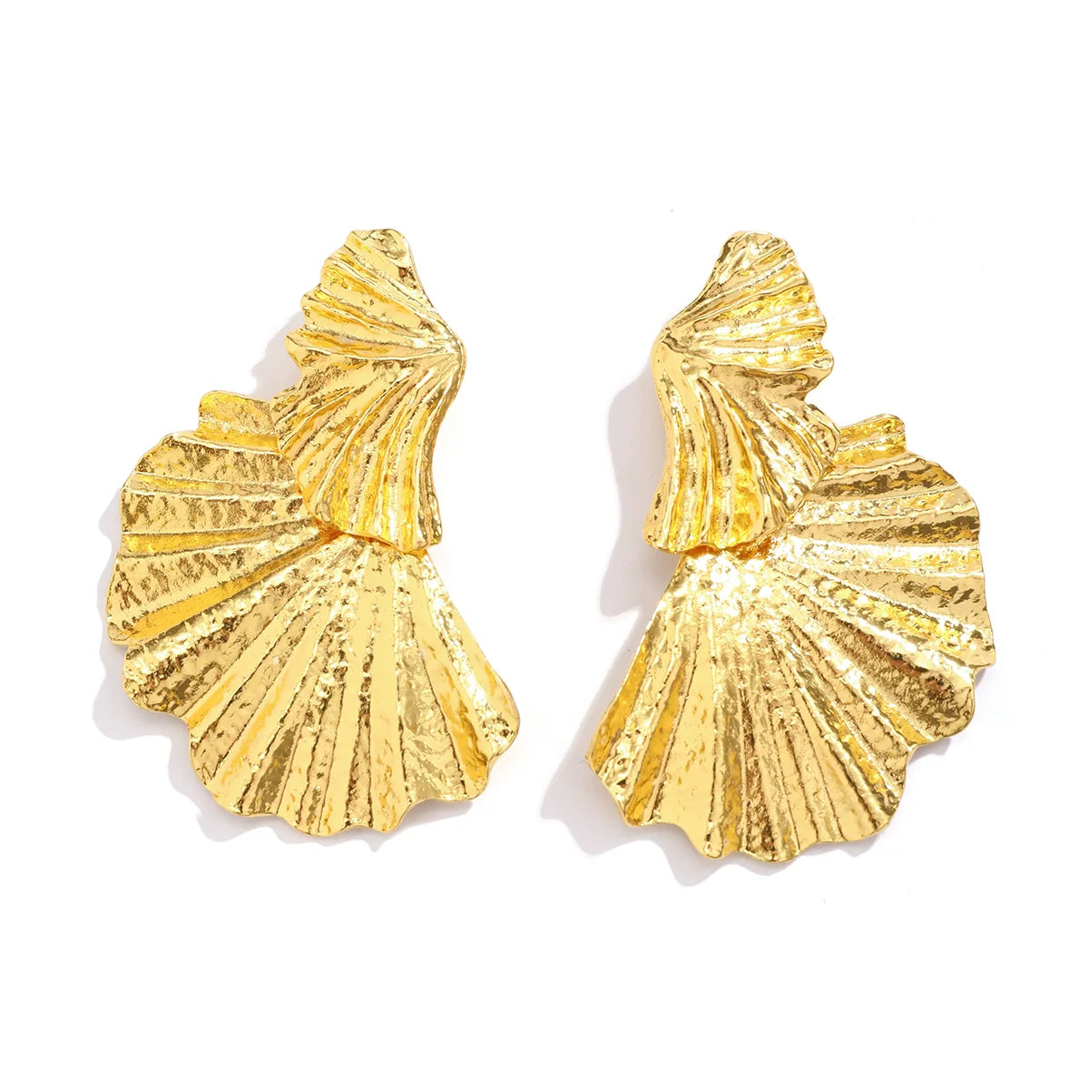 Paislyn Geometric Fan Studs - Imitation Gold