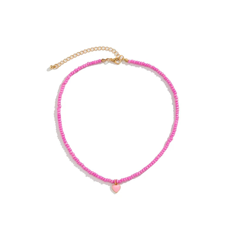 Brie Candy Heart Necklace - Pink