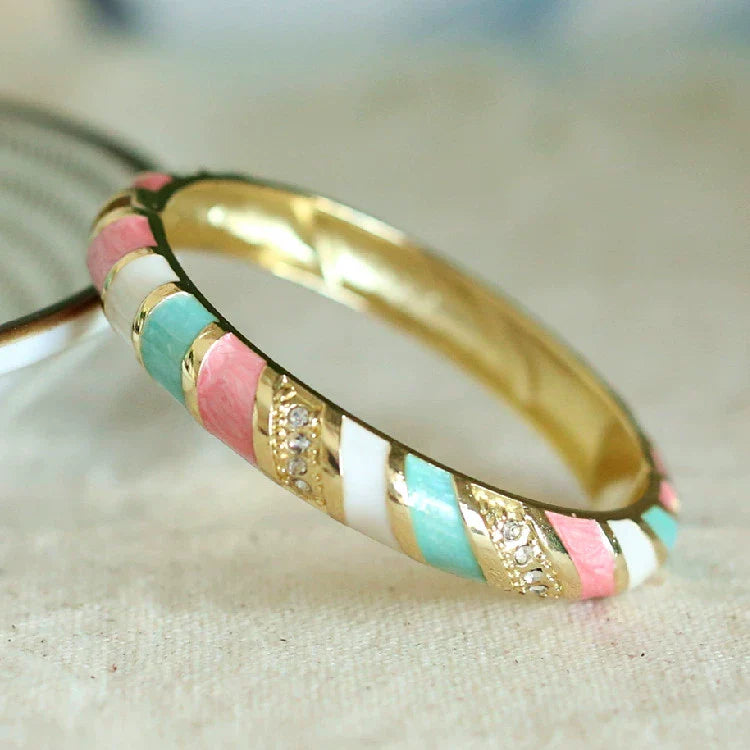 Amellia Enamel Eye Bangle - Light Blue Spiral Pattern
