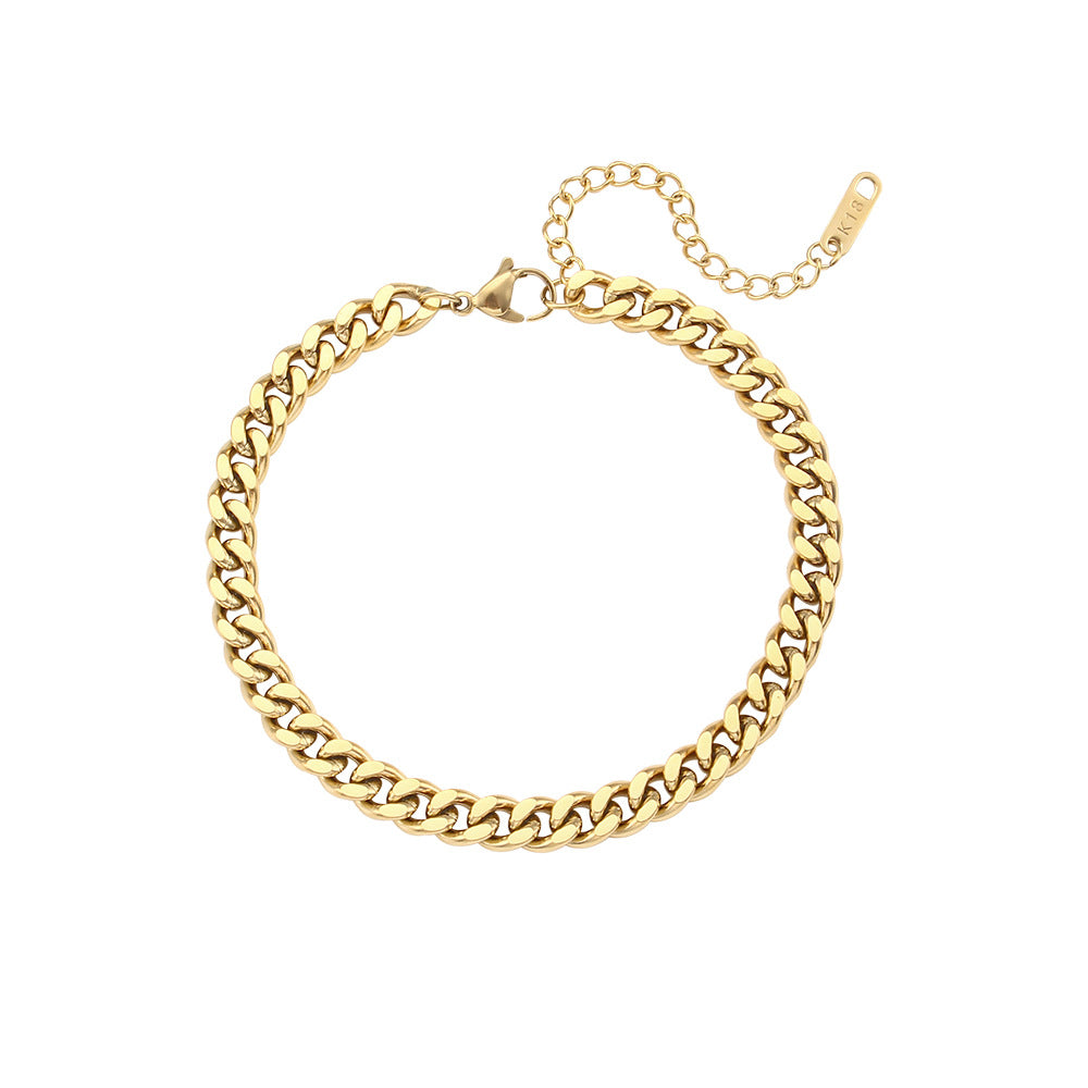 Reilly Sleek Link Bracelet - Gold - 6mm Polished Chain Bracelet [DAOL68RE]