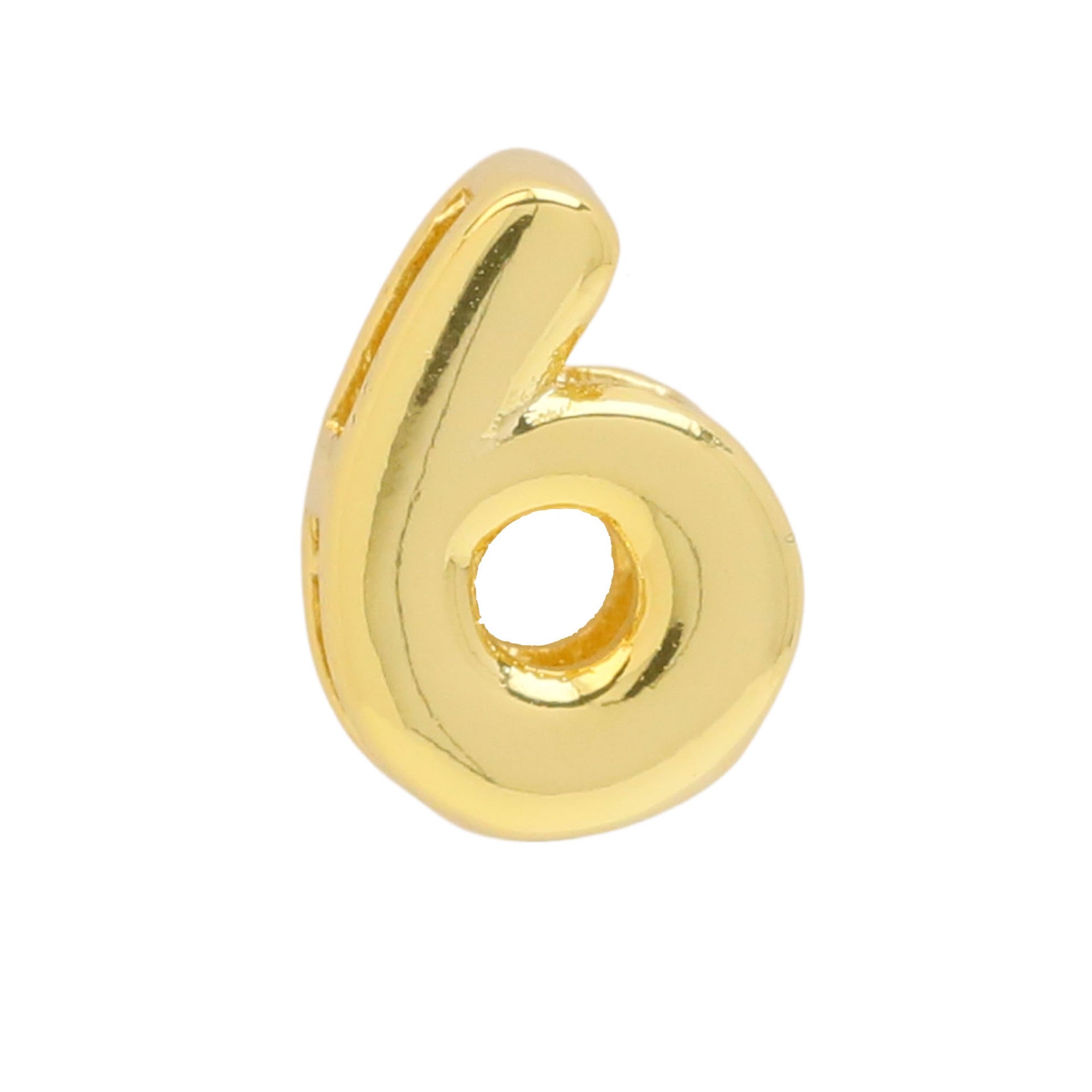 Devora Bubble Letter Necklace - Gold Tone Number 6 Pendant [5Q0LJEGU]