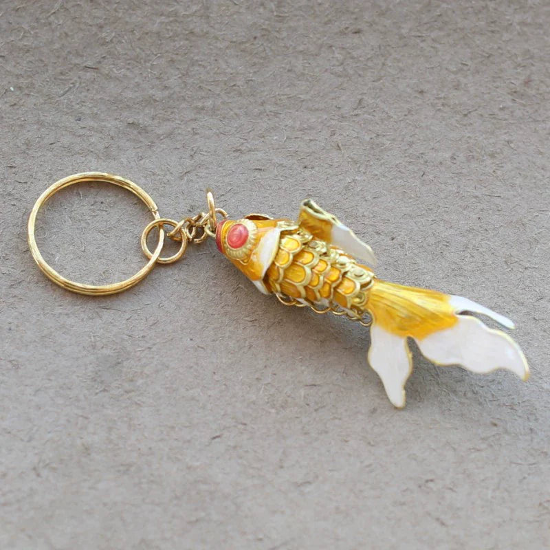 Zahraa CloisonnŽ Goldfish Keychain - Small Yellow