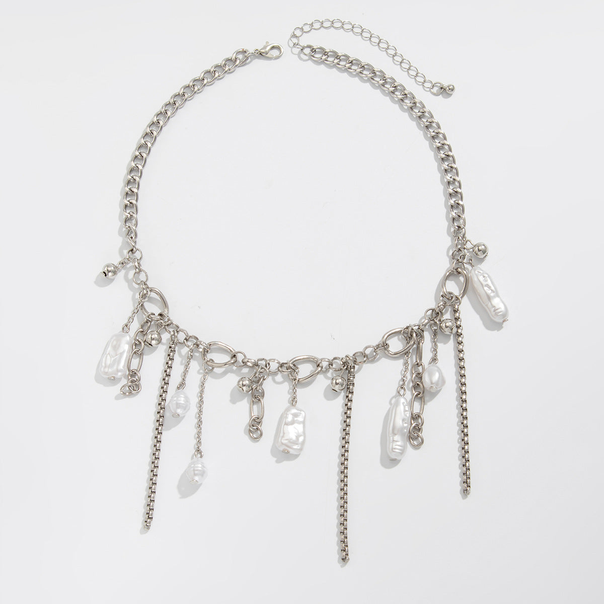 Aiya Irregular Pearl Heart Necklace - Silver 1 [VILW39F2]