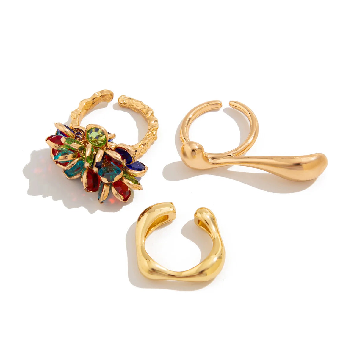Cai Crystal Comma Ring Set - Light Gold