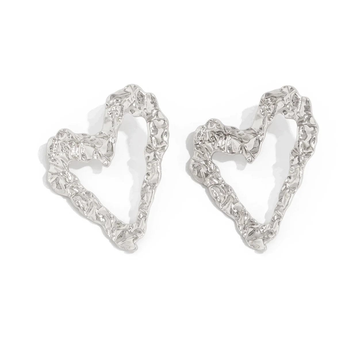 Kalina Sculpted Heart Studs - Silver