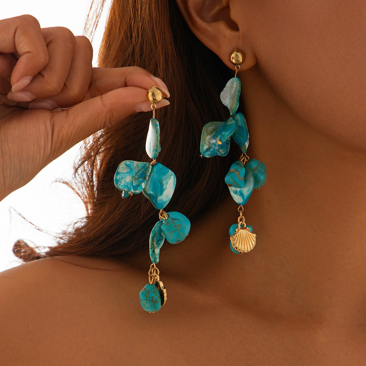 Ziya Coastal Charm Jewelry - Earrings Gold + Blue [WT86NH87]