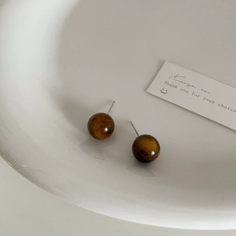Glory Vintage Amber Eye Studs - Large