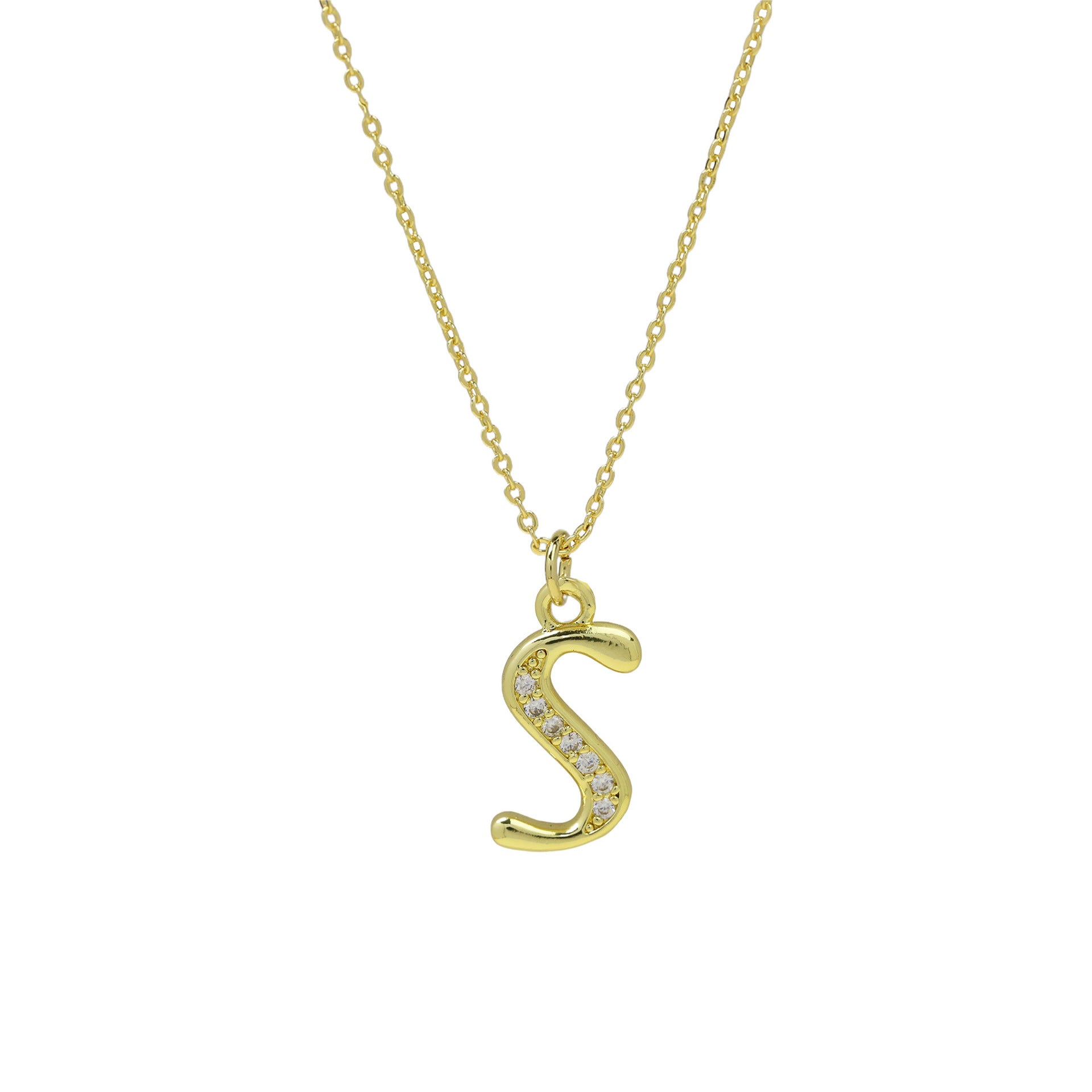 Winifred Delicate Alphabet Necklace - Letter S [AL46I8GR]