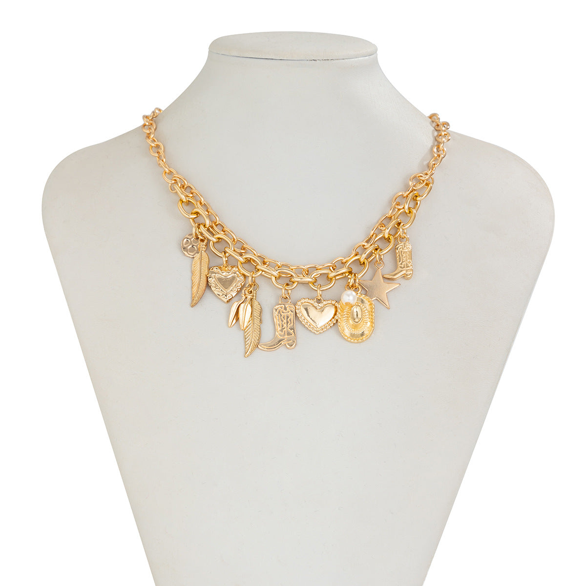 Nazareth Golden Pearl Heart Necklace - Gold [DM1HH92E]