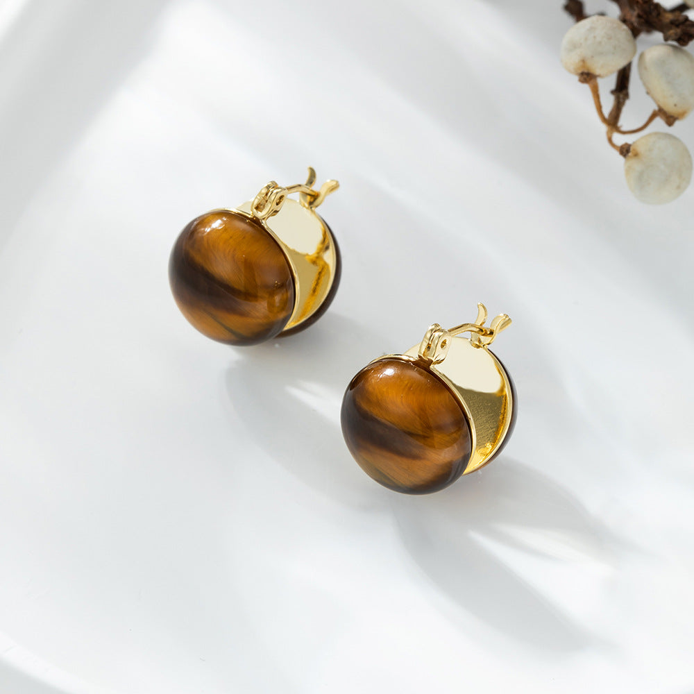 Anvi Tiger Eye Hoop Earrings - EA06357T9136 [QAJCA0MR]