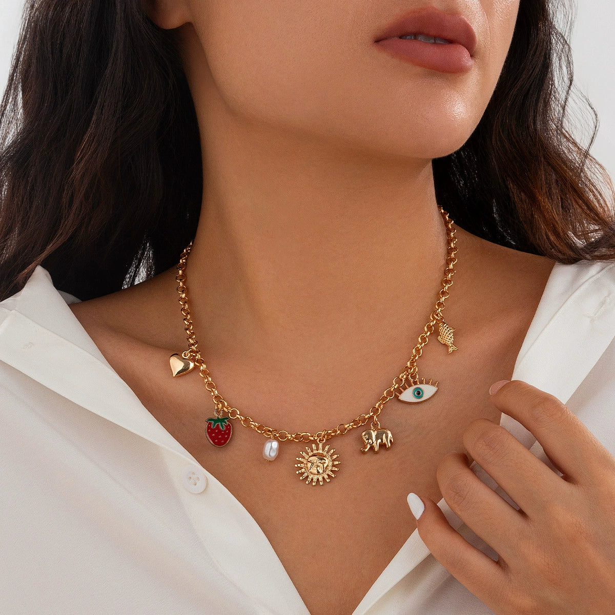 Iniya Dainty Pendant Necklace - 01 Gold Heart & Pearl [FMTPP47Y]