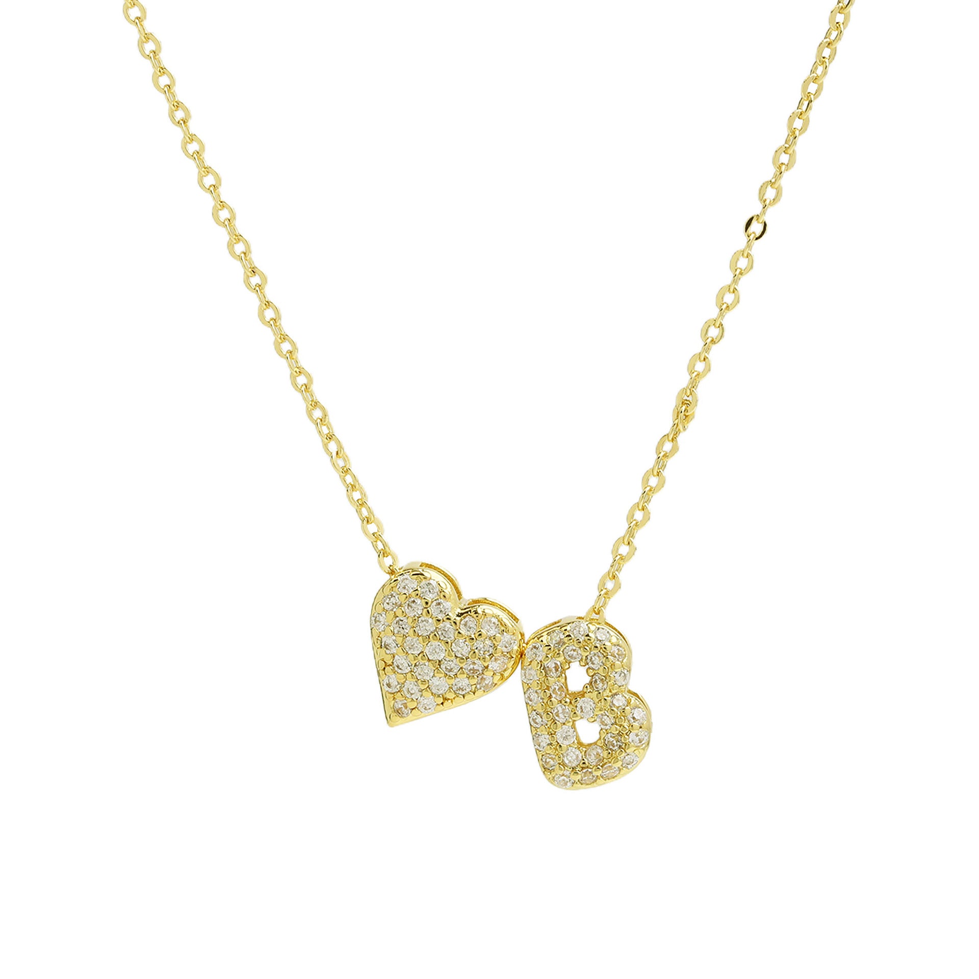 Riley Zircon Bubble Initial Necklace - B Initial [6750ZH72]