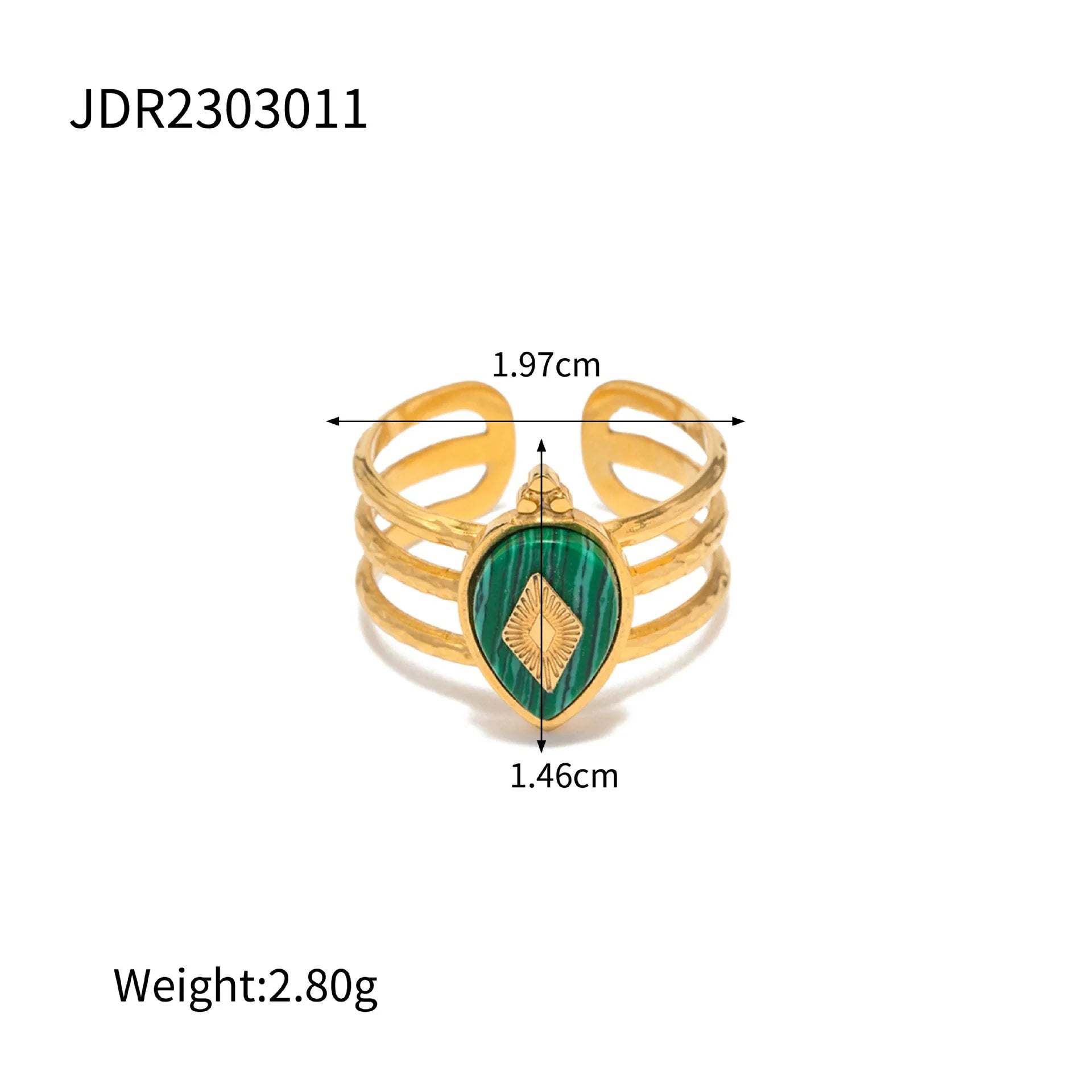 Sienna Malachite Gold Plated Ring - JDR2303011
