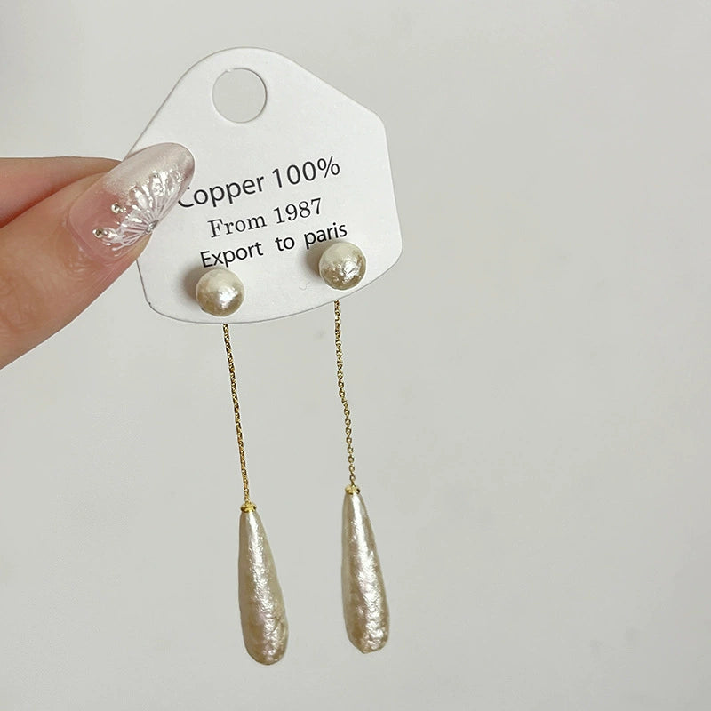 Addelyn Textured Water Drop Pearl Earrings - Textured Pearl Drop Earrings [IB6UMMG7]