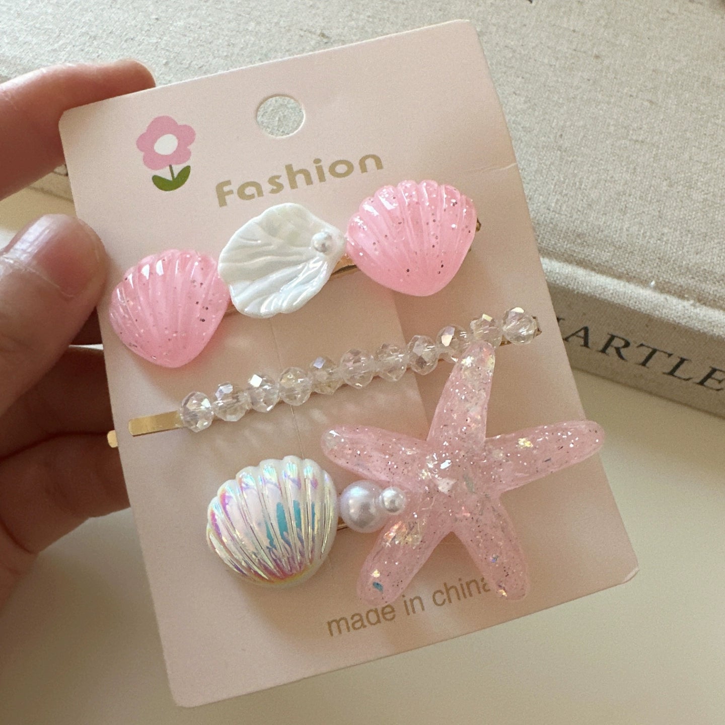 Oaklyn Iridescent Starfish Hair Clip - Pink Hair Clip Set [KI3H3G3G]