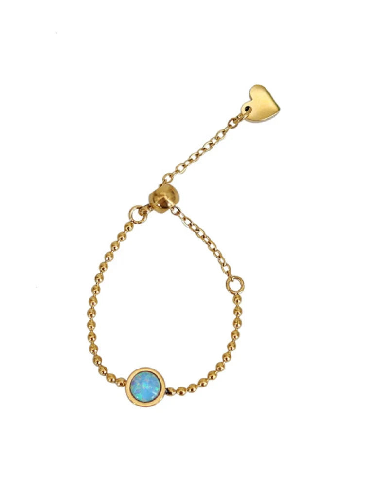 Aariah Adjustable Chain Ring - Blue Stone Chain Ring