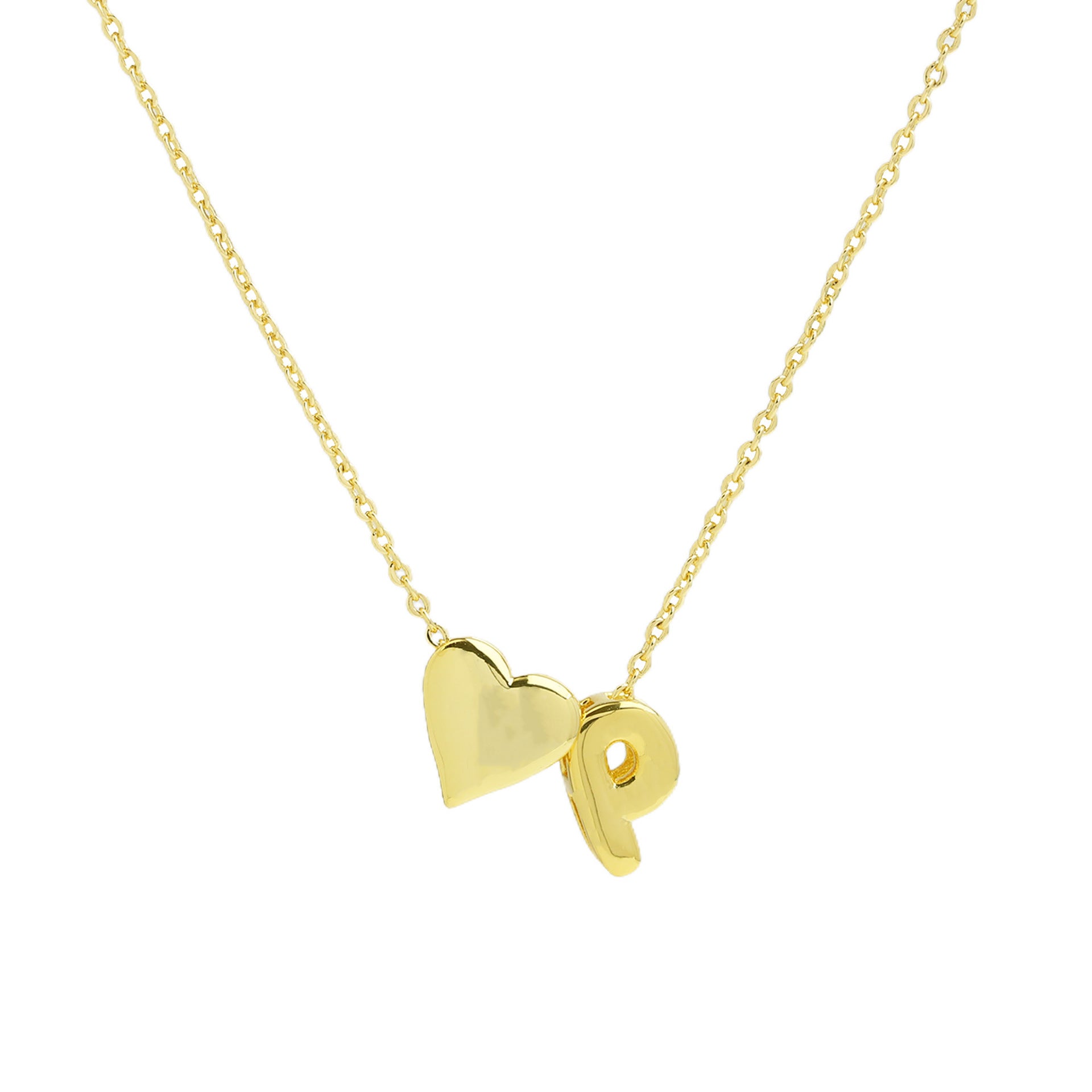 Korie Puffed Initial Necklace - Letter P Necklace [THPQ5K2W]