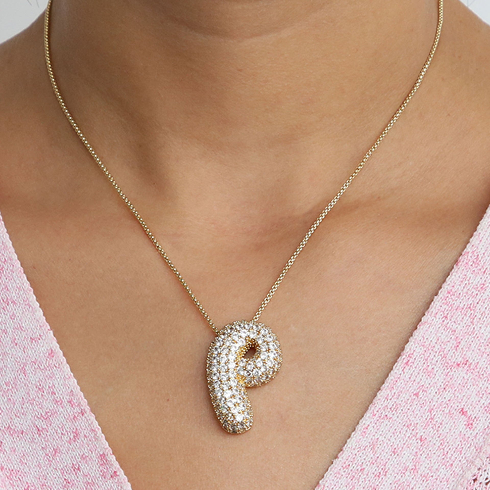 Laiba Bubble Initial Necklace - P [I86WN35P]