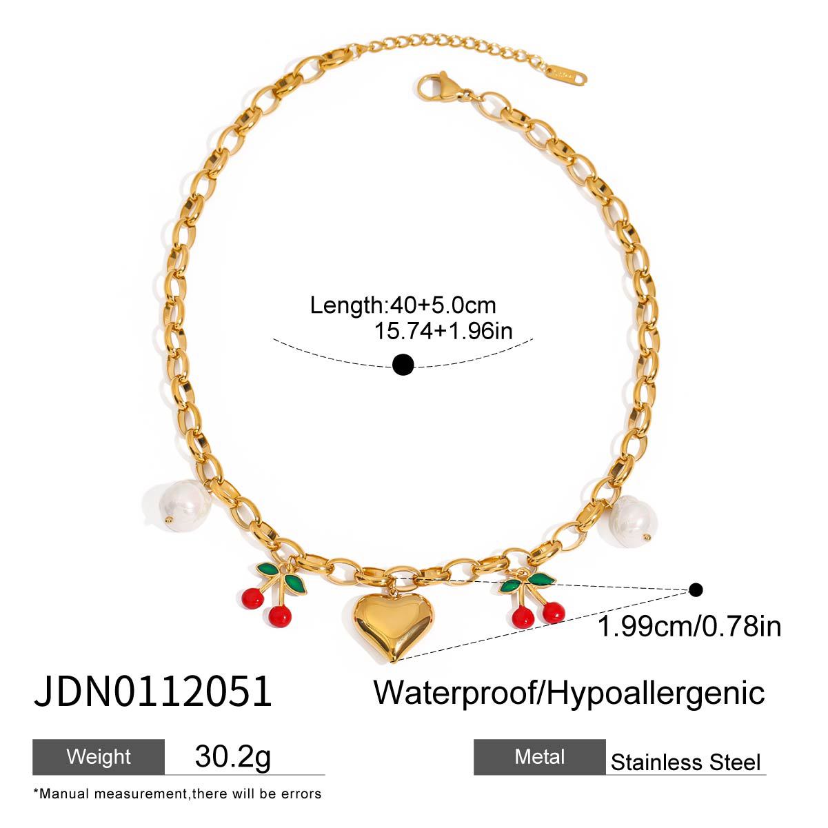 Zakia Fruit Charm Jewelry - Cherry Charm Necklace [PY3TKG8R]