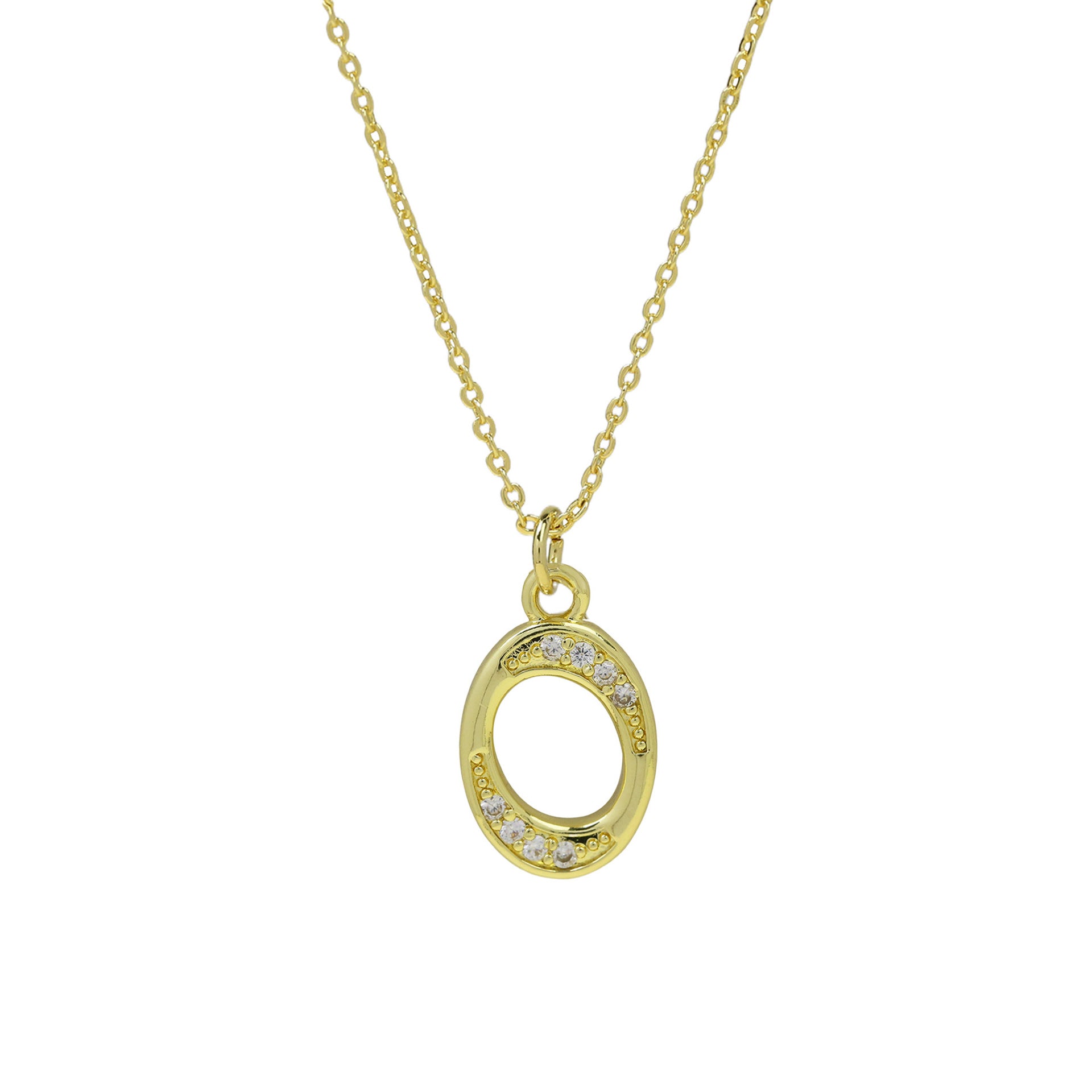 Winifred Delicate Alphabet Necklace - Letter O [TECJ2PHJ]