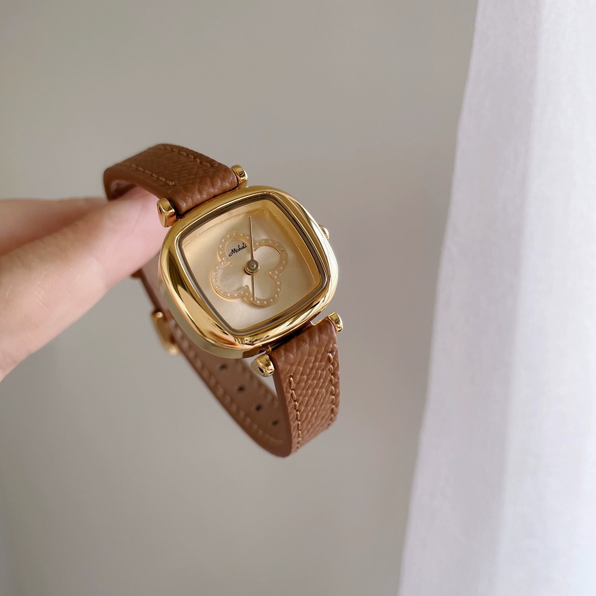 Joleen Leather Square Watch - Brown [6CAESJUE]