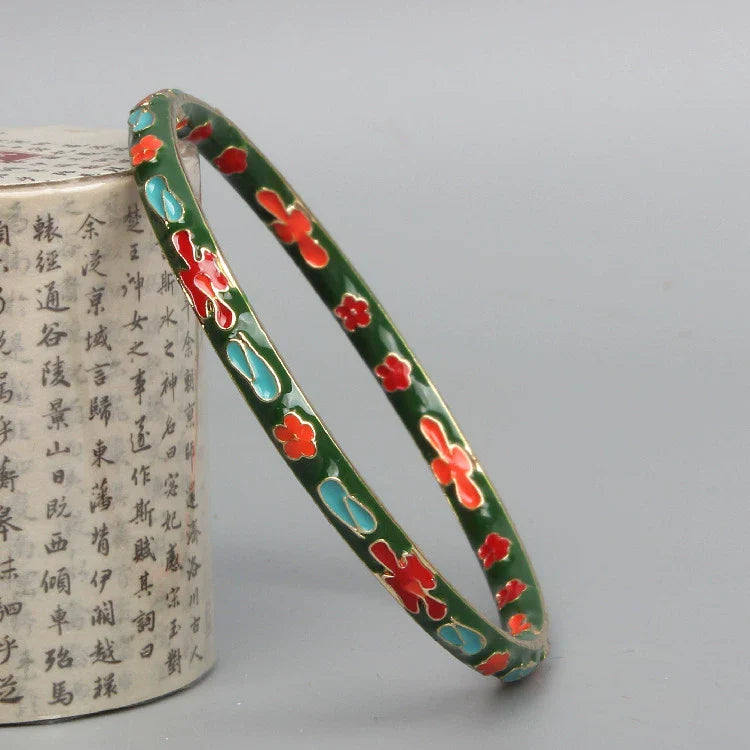 Jadelynn CloisonnŽ Floral Bangle - Green