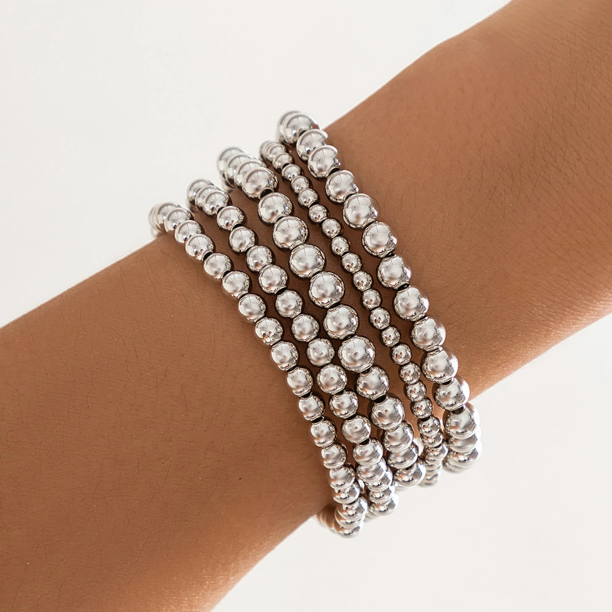 Cattleya Layered Charm Bracelet Set - Silver-tone 4-piece Set (Style 02) [NP4032X3]