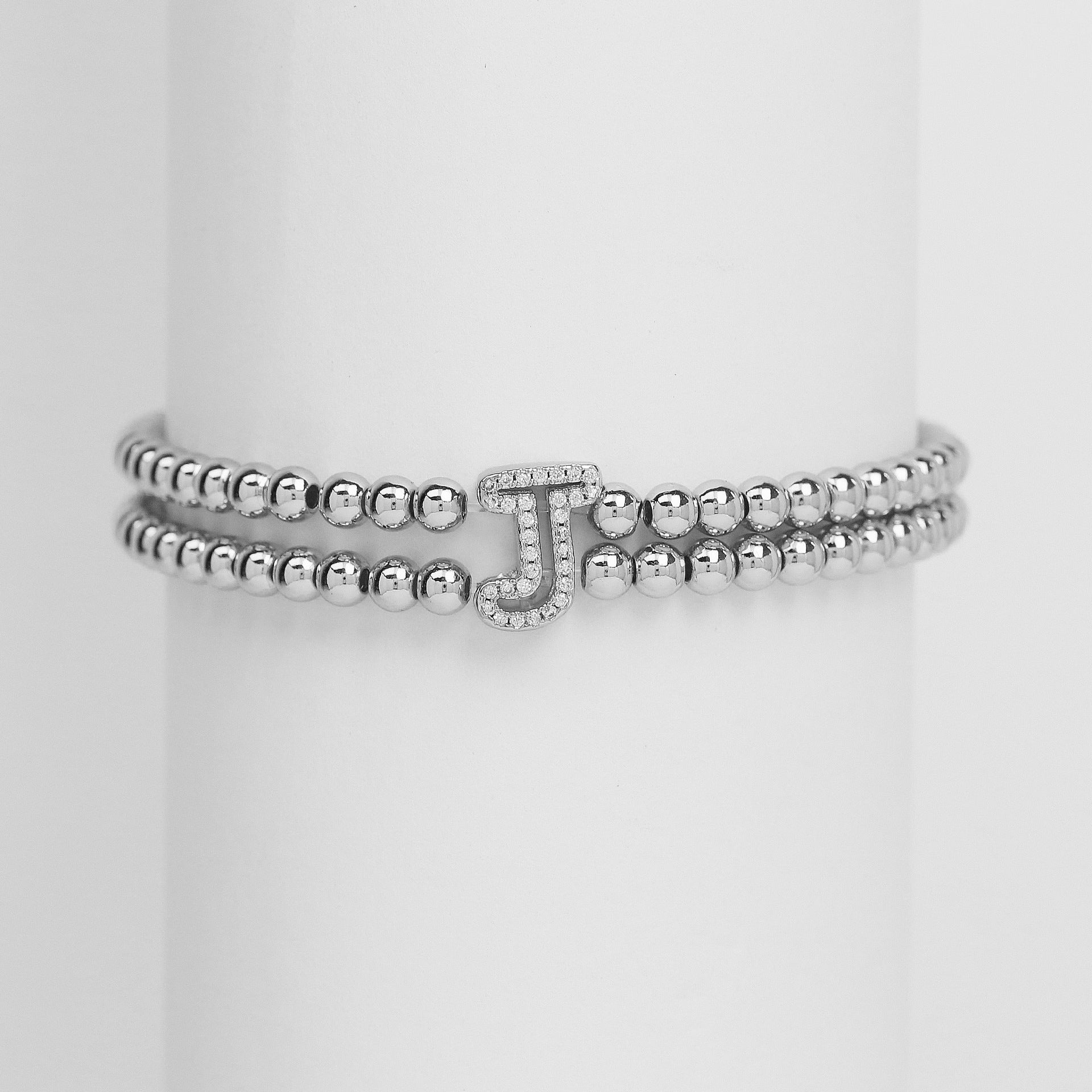Alexandra Bubble Initial Bracelet - Silver J [TX0S6438]