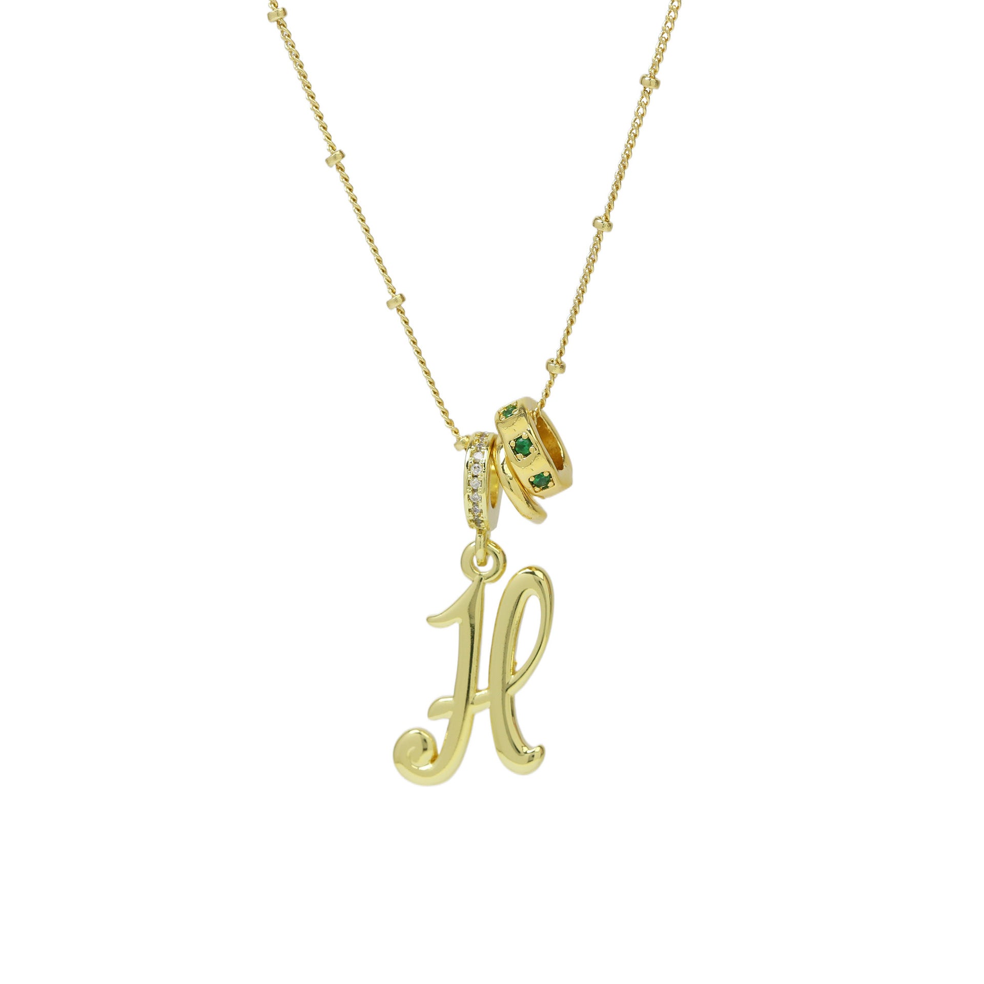 Jovi Cursive Initial Necklace - Gold H [T9LC8LUC]