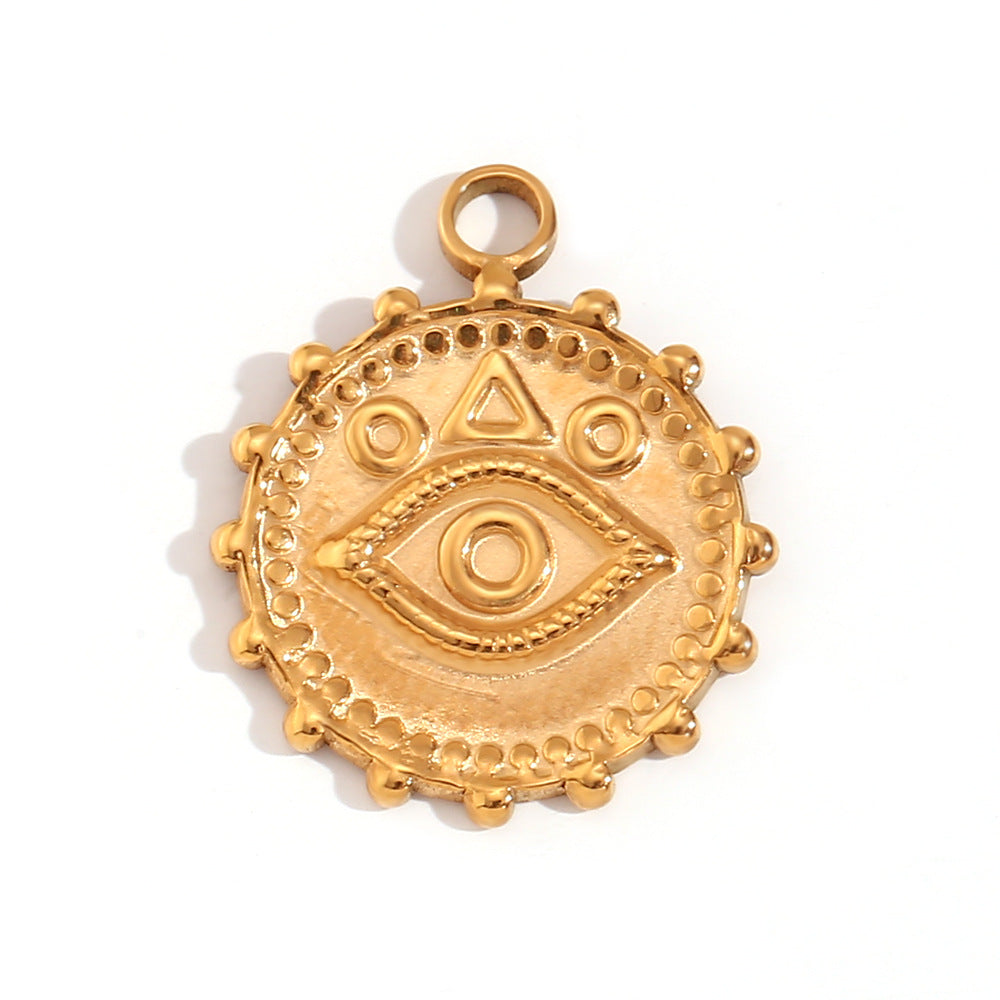 Kalayah Geometric Celestial Charms - Geometric Evil Eye Coin Pendant [H96NFGJV]